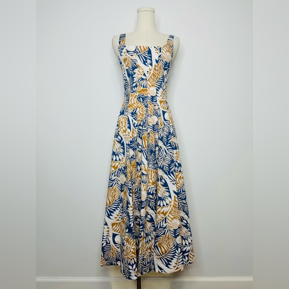 Staud Wells China Blue Land and Sea Tree Dress - Picture 4 of 8